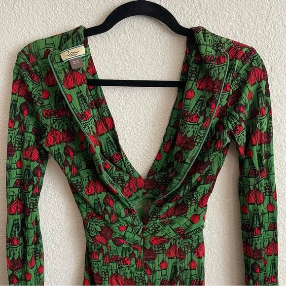 Issa London Green Red Print Dress Size 2 - Picture 8 of 9